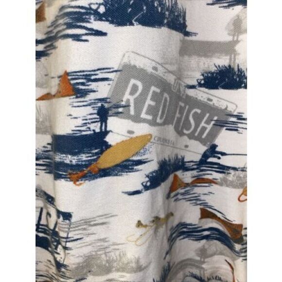 Columbia Men's L Fishing Polo Shirt Red Fish Shrimp 100% Cotton Short Sleeve - Picture 4 of 8